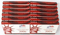12 2003-2006 UNITED STATES SILVER PROOF SETS