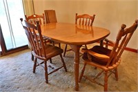 Dining Room Table with 3 Leaf Inserts and 4 Chairs