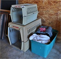 2 Dog Crates and Miscellaneous Box