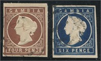 Gambia 1874 #3, #4a U VF