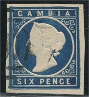Gambia 1874 #4a 6p Deep Blue U VF