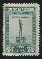 Colombia 1935 #434 2p Dull Green and Grey VF MH