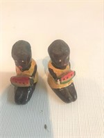 LOT OF CHALK FIGURINES EATING WATERMELON 1-1/2"