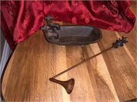 CAST IRON BATHTUB AND LODGE CANDLE SNUFFER