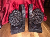PAIR METAL PINE CONE BOOKENDS
