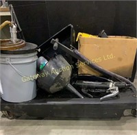 Oil Changing Supplies, Funnels, Oil Drain on Wheel