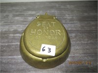 5" X 5" Brass Seat of Honor Ashtray
