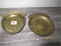 2 Brass Trays marked Pocket Change and Change