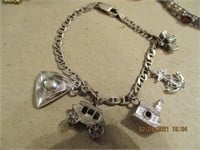 925 Silver Bracelet & 5 Charms unmarked