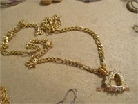 14KGP Necklace & 925 Heart w/Clear Stones Pendant