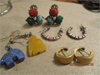 4 Prs. of Earrings-1 Marked 907, 1 has stones, 1