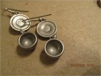 Clift Signed Pewter? Cup & Saucer Earrings