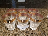 (6) Gold Trimmed Greek Key Small Tumblers