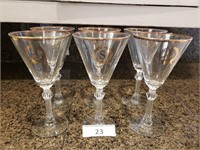 Set of 6 Gold Rimmed "S" Initial Wine Glasses