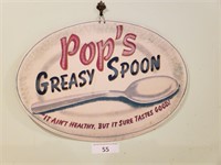 Pop's Greasy Spoon Painted Metal Sign