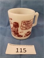 1950's Hazel Atlas Davy Crockett Milk Glass Mug
