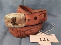 Vintage Child's Leather Cowboy Belt & Buckle
