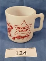 1950's Hazel Atlas Wyatt Earp Milk Glass Mug