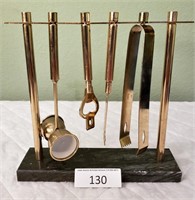 Brass Bar Set With Marble Base