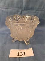 Small Pale Pink Footed Glass Bowl Grape Design