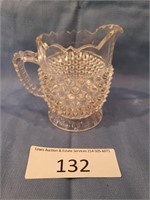 Small Pale Pink Glass Hobnail Cream Pitcher
