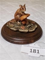 Resin Cast Field Mouse on Wood Base