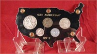 Vintage WWII 50th Anniversary US Coin Display Set