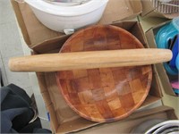wooden bowl and rolling pin