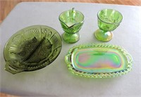 Carnival Glass Cream & Sugar, Small Tray