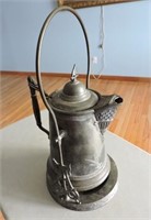 Silver Plate Etched Water Pitcher W Tilt Frame