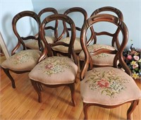 6 Antique Balloon Back Chairs