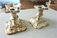 Silver Plate Candlestick Holders 4"T