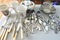 Royalty Mugs, Silver Plate, Vintage Flat Ware Etc