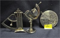 3 BRASS REPLICAS OF TIME AND DIRECTION INSTRUMENTS