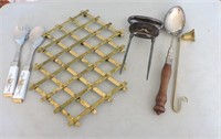 Brass Hot Plate, Meat Fork, Etc