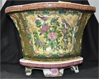 14 INCH PORCELAIN JARDINAIRE ON STAND