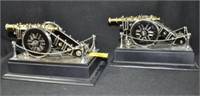 2 MOUNTED CANNON DISPLAY - 9-1/2 LONG BY 6 INCH