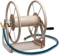 Steel Garden Wall/Floor Mount Hose Reel, Tan