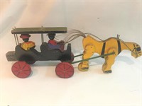 WOODEN MECHANICAL PULL TOY 20"X7"