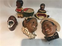 LOT OF 5 FIGURINES HEADS & PLANTERS