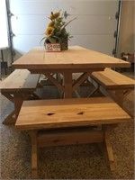Farm House Outdoor Table w/Benches