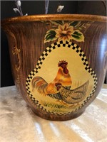 Planter with Rooster Decoration 10" high