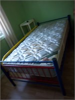 twin bed, mattress shows wear