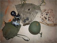 US military helmet, gas mask and more