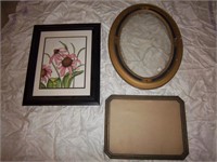 two antique frames, new frame and painting