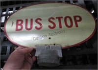 Vintage bus stop sign on mount