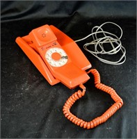 ORANGE RETRO ROTARY WALL PHONE