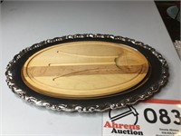 Silver & Wood Serving Platter 18"