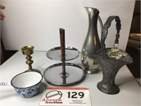 Pitcher, Candle Stick, Granite Pan w/ Handle, Ect