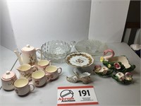 T Pot, Sugar Creamer, Candle Holders, Misc as